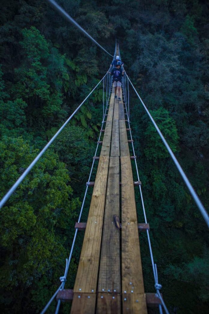 Así es el puente colgante más extremo de Puebla